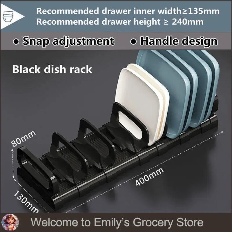 Under Cabinet Drawer Bowls Plate Storage Holder Shelves Retractable Countertop Sink Supplies Shelf Kitchen Adjustable Dish Rack