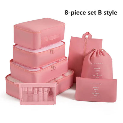 7-8-9-Piece Set Travel Bag Organizer Clothes Luggage Travel Organizer Blanket Shoes Organizers Bag Suitcase Pouch Packing Cubes