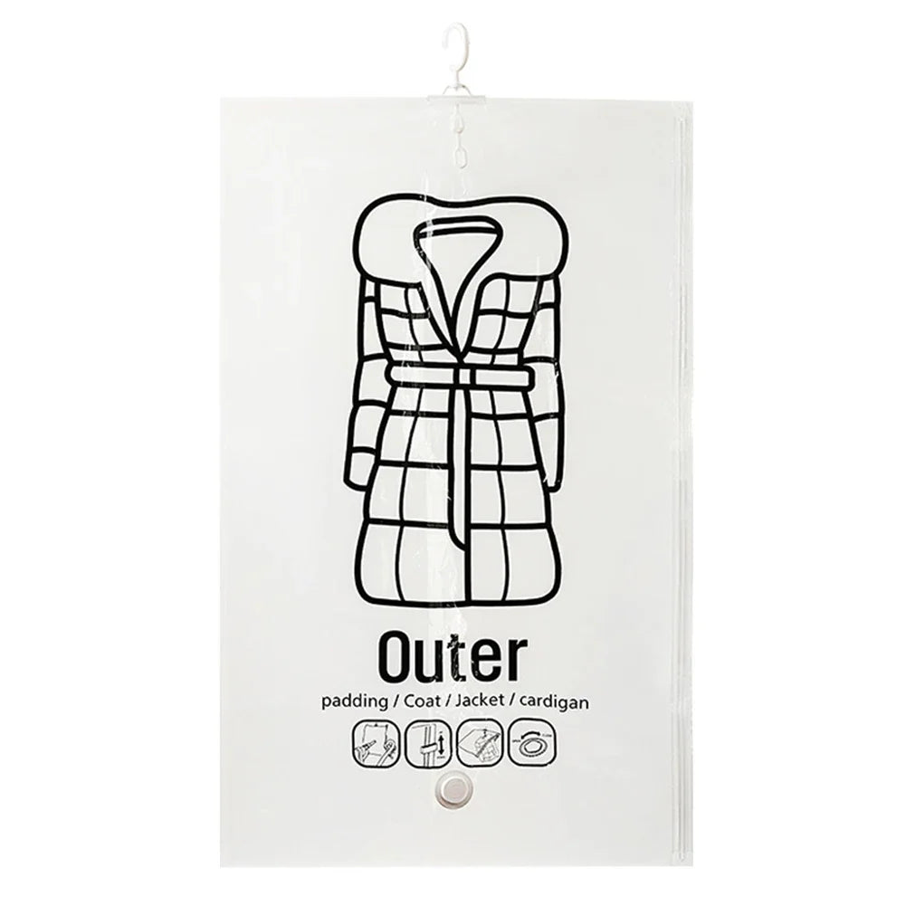 1-5PCS Hanging Vacuum Storage Bags Clothes Compression Seal Bag Reusable Empty Pump Bags Clothes Wardrobe Quilt Vacuum Pack