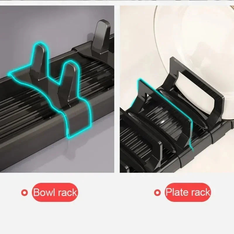 Under Cabinet Drawer Bowls Plate Storage Holder Shelves Retractable Countertop Sink Supplies Shelf Kitchen Adjustable Dish Rack