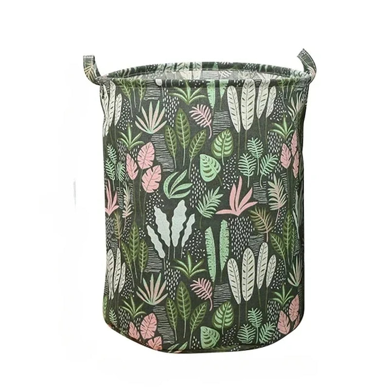 Cotton Linen Print Laundry Basket Portable Foldable Home Laundry Storage Bag Large Hamper for Kids Toys Dirty Clothes Basket