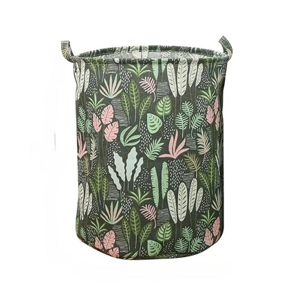 Cotton Linen Print Laundry Basket Portable Foldable Home Laundry Storage Bag Large Hamper for Kids Toys Dirty Clothes Basket
