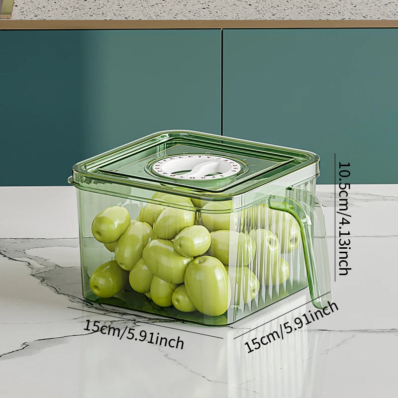 Stackable Refrigerator Storage Box with Lid & Handle - PET Food Container Organizer for Bread Vegetables Fruits Kitchen Home Use