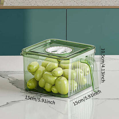 Stackable Refrigerator Storage Box with Lid & Handle - PET Food Container Organizer for Bread Vegetables Fruits Kitchen Home Use