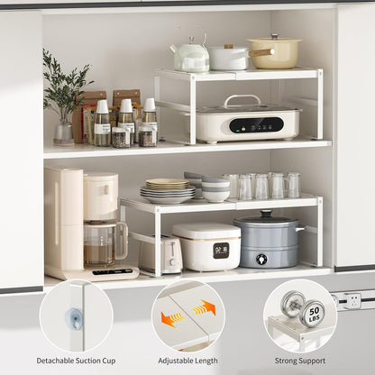 Expandable Kitchen Organizer Shelf, Cabinet Countertop Shelves