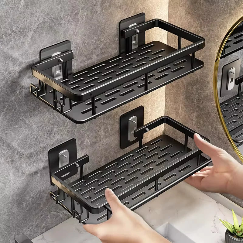 Wall Mounted Rectangular Rack Wall Mounted Shower Shampoo Rack No Drill Rack Tripod Bathroom Rack Towel Rack
