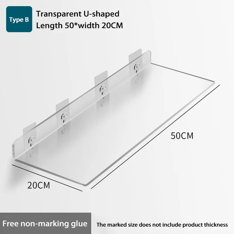 Self Adhesive Storage Shelf Wall-Mounted Storage Rack Removable Bathroom Shower Organizer Kitchen Wardrobe Bathroom Accessories