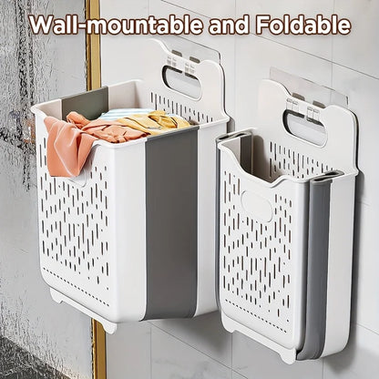 Laundry Basket Hamper,Hanging Wall Collapsible Laundry with Handle,Space-Saving Foldable Storage Dirty Washer Organizer Bin
