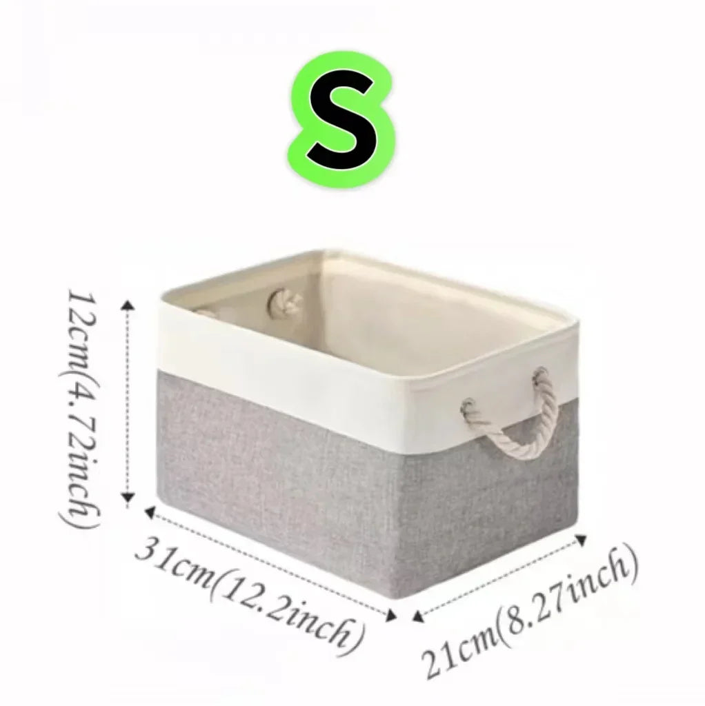 Folding Linen Storage Box with Handles Space-Saving Cube Organizer Basket for Home Supplie Baby Toys Clothes Books Organizer