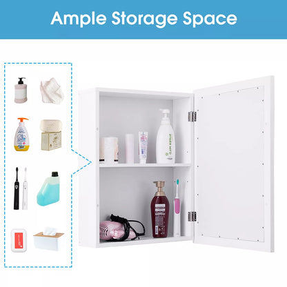Costway room Mirror Cabinet Wall Mounted Kitchen Medicine Storage Adjustable Shelf