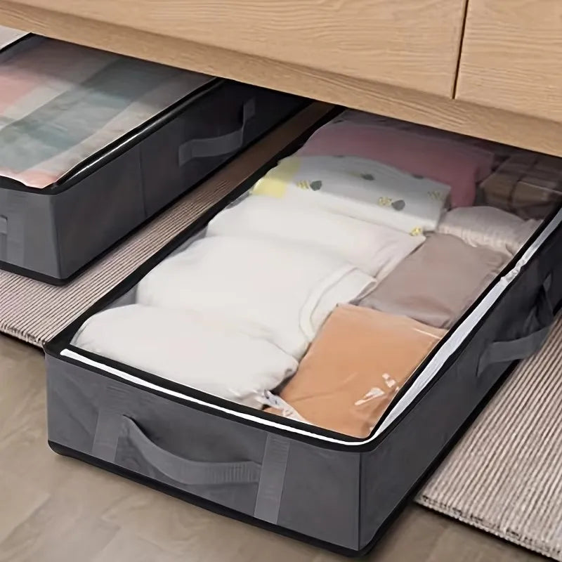 Under Bed Storage Container Organizer Large Capacity under Bed Clothes Storage Box Foldable Storage Bag with Clear Window