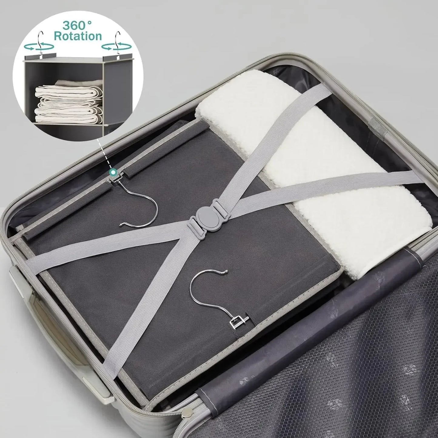 Foldable 6-Shelf Hanging Closet Organizer with Hooks Space Saving Fabric Wardrobe Storage for Bedroom Dorm Travel