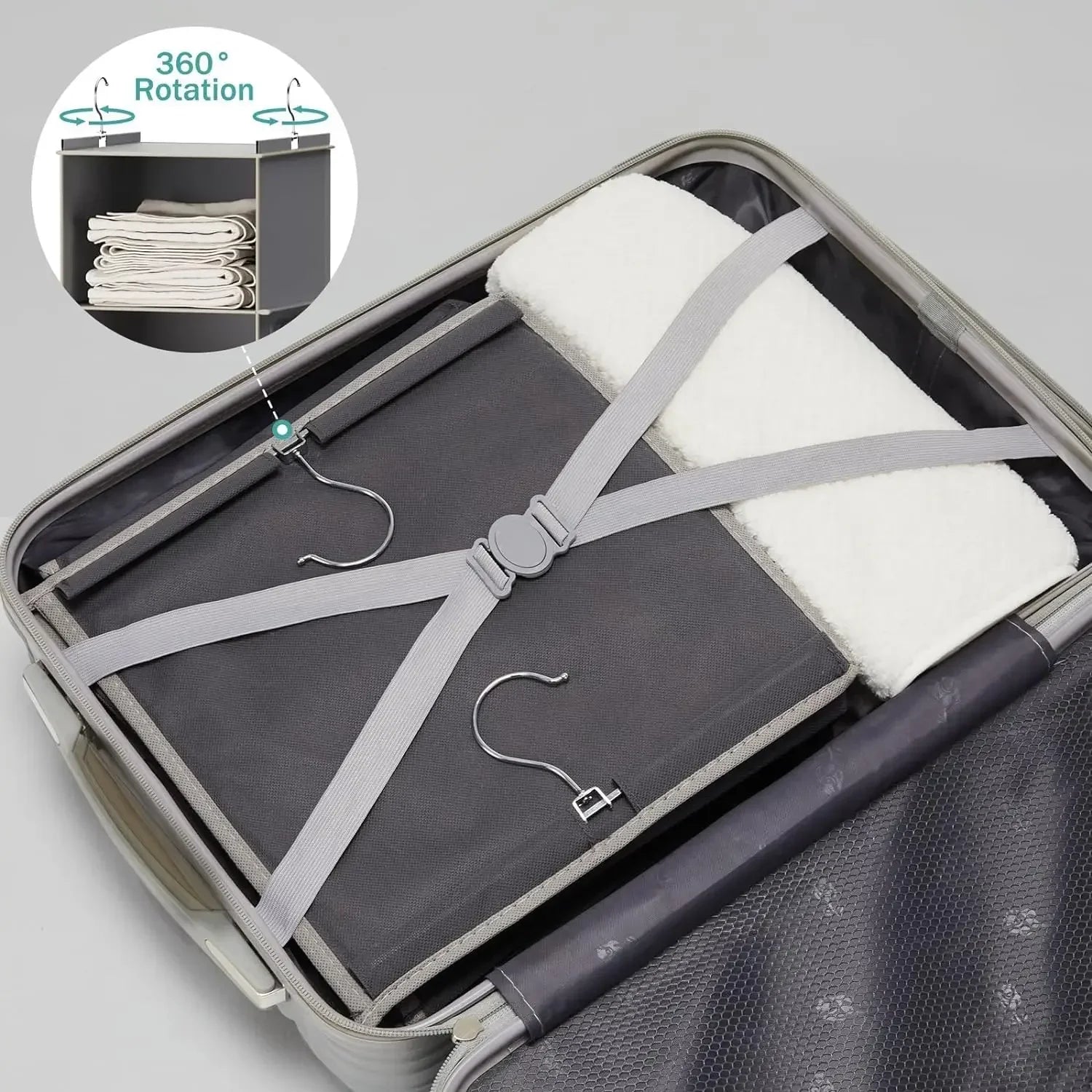 Foldable 6-Shelf Hanging Closet Organizer with Hooks Space Saving Fabric Wardrobe Storage for Bedroom Dorm Travel