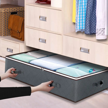 3 Pack under Bed Storage Container Organizer Large Capacity under Bed Clothes Storage Box Foldable Storage Bag with Clear Window