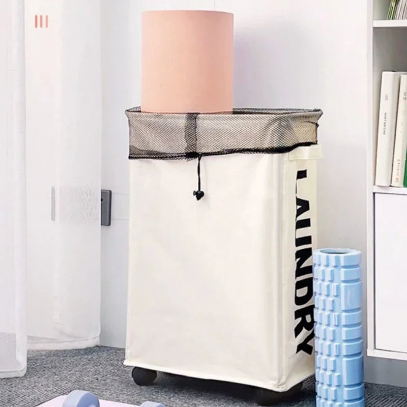 Foldable Laundry Basket Dirty Clothes Basket Clothes Storage Box Yoga Storage Sundries Box with Wheels Bathroom Accessories