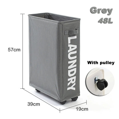 Foldable Laundry Basket Dirty Clothes Basket Clothes Storage Box Yoga Storage Sundries Box with Wheels Bathroom Accessories