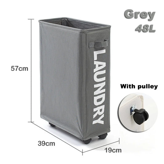 Foldable Laundry Basket Dirty Clothes Basket Clothes Storage Box Yoga Storage Sundries Box with Wheels Bathroom Accessories