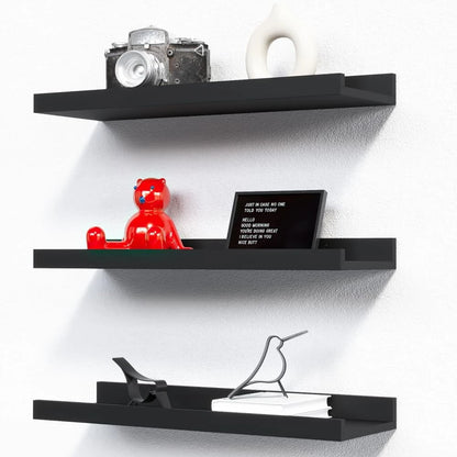 Floating Shelves Wall Mounted Set of 3 Rustic Wood Shelves with Ledge Design for Bedroom Living Room Kitchen Wall Storage Shelf