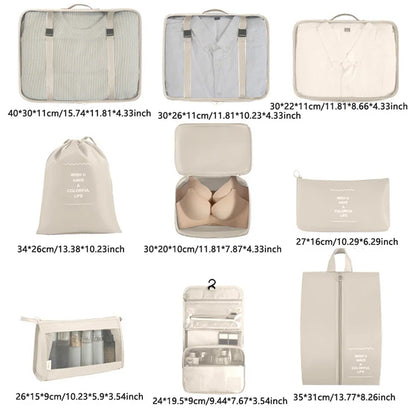 7-8-9-Piece Set Travel Bag Organizer Clothes Luggage Travel Organizer Blanket Shoes Organizers Bag Suitcase Pouch Packing Cubes