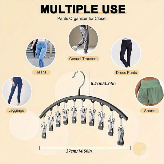 1/2/3PCS Closet Storage Hanger with 10 Clipshangs 40 Pairs of Leggingsblack Hangerspace-Saving Hanging Closet Organizer