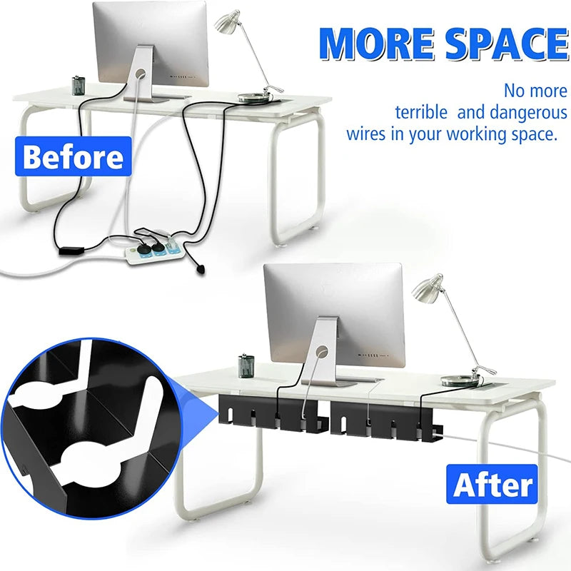 Under Desk Cable Management Tray No Drill Steel Desk Cable Management Tray with Wire Organizer and Desk Cord Organizer