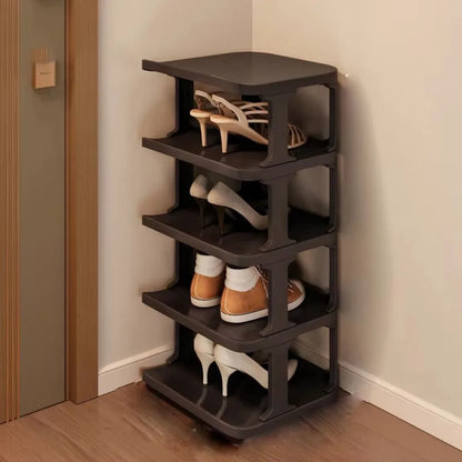 Removable Vertical Shoe Rack 2-8 Layers Saving Space Layered Shoe Cabinets Anti-Drop Stackable Shoes Storage Organizer Doorway