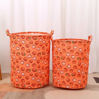 Cotton Linen Print Laundry Basket Portable Foldable Home Laundry Storage Bag Large Hamper for Kids Toys Dirty Clothes Basket