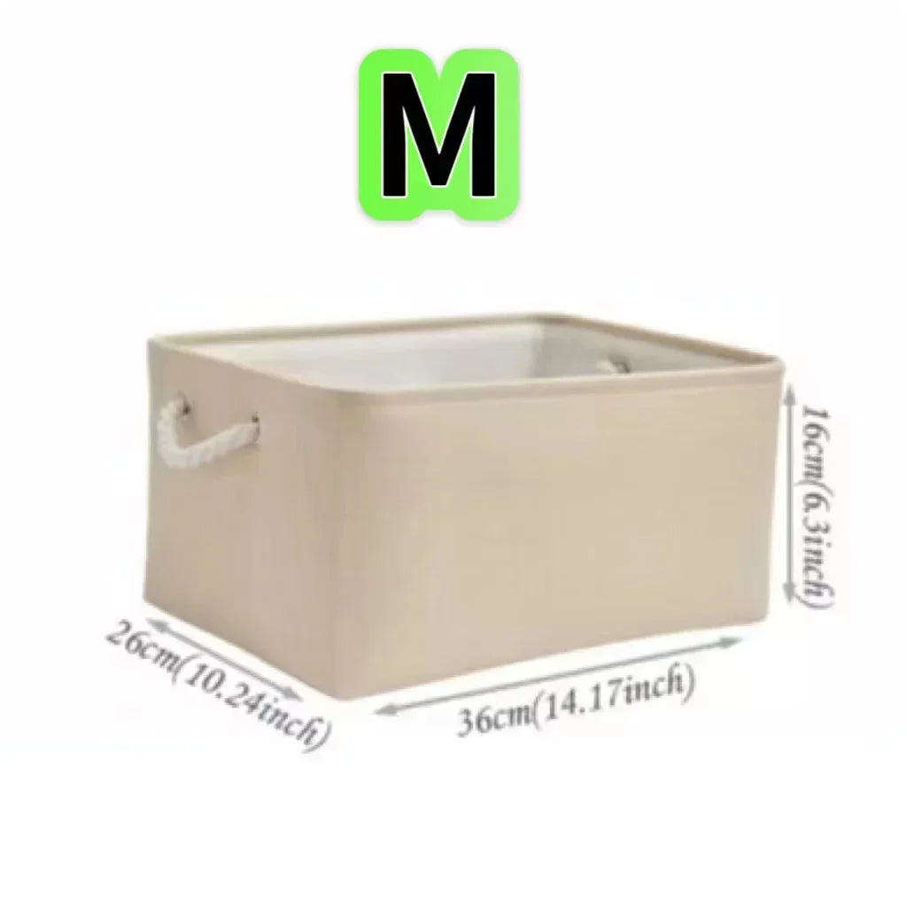 Folding Linen Storage Box with Handles Space-Saving Cube Organizer Basket for Home Supplie Baby Toys Clothes Books Organizer