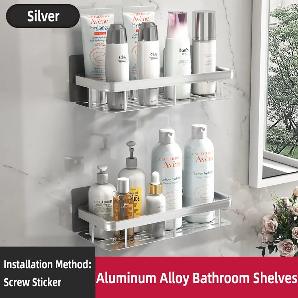 Wall Mounted Rectangular Rack Wall Mounted Shower Shampoo Rack No Drill Rack Tripod Bathroom Rack Towel Rack