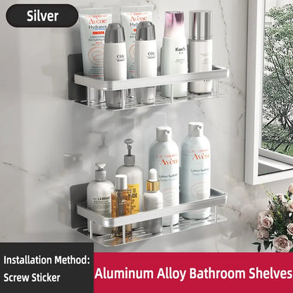 Wall Mounted Rectangular Rack Wall Mounted Shower Shampoo Rack No Drill Rack Tripod Bathroom Rack Towel Rack
