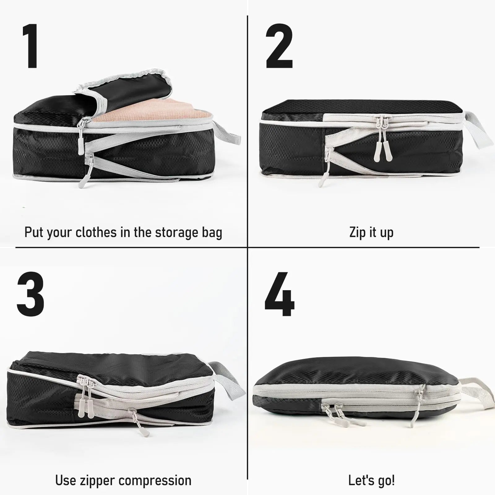 Compression Packing Cubes for Travel, Luggage Packing Organizer Bag Compressible Expandable Organizer Cubes for Carry on Travel