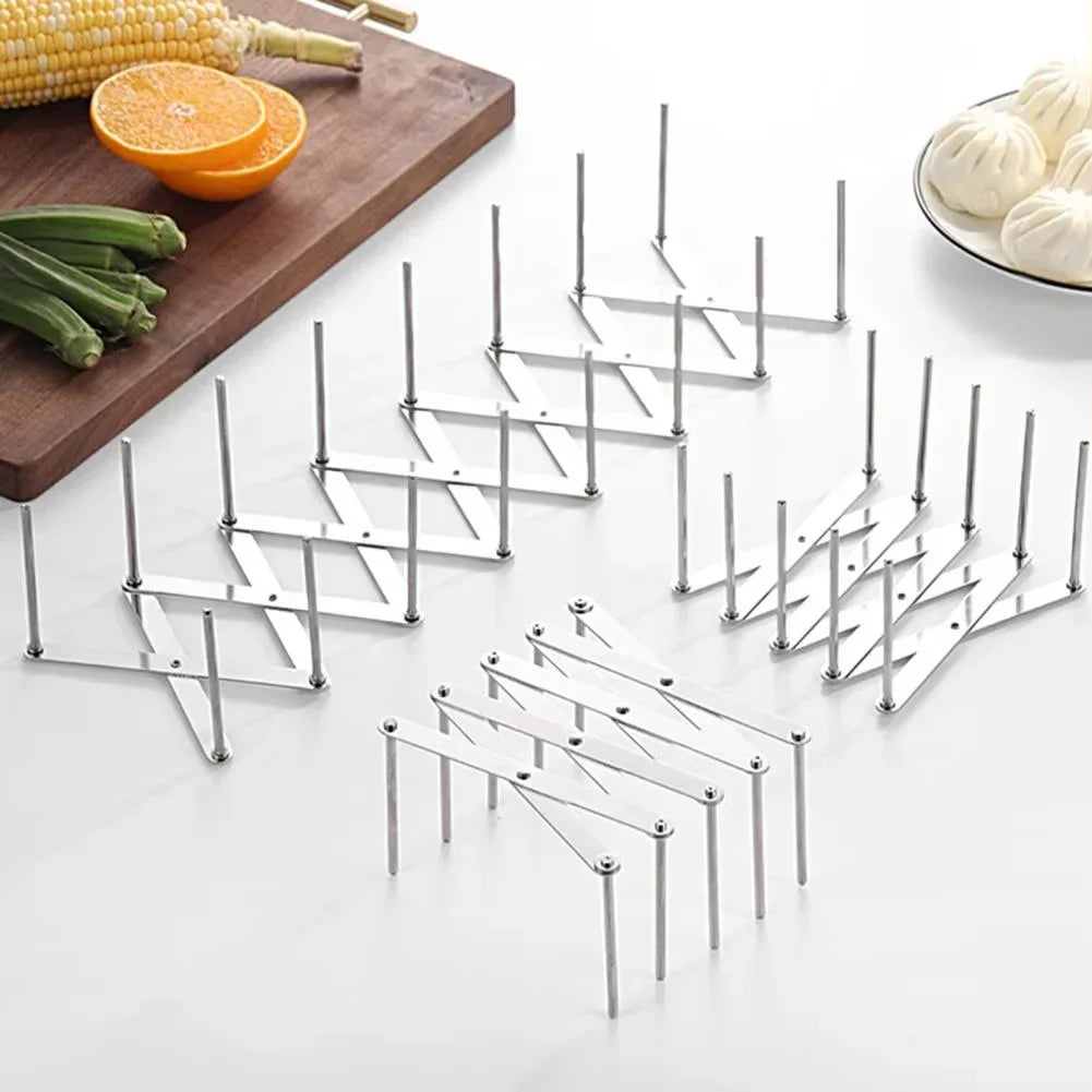 1Pc Pot Lid Rack Pan Lid Organizer Retractable Foldable Stainless Steel Plate Holder Shelf Tableware Storage Kitchen Gadgets