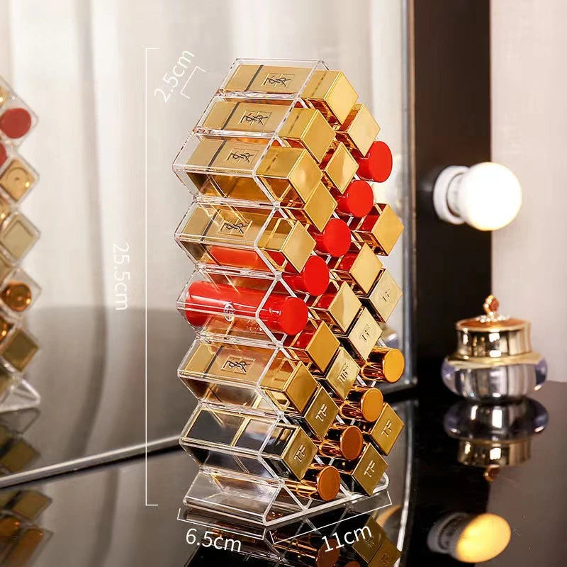 Fish-Shaped Lipstick Storage Rack Space-Saving Lipstick Holder 28-Grid Lipstick Organizer Display Shelf for Home Office Storage