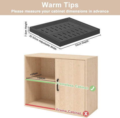 Teleskopschublade Zum Kleben, (53 CM Tiefe) Ausziehbare Schublade Küche, Küchenschubladen Organizer Mit 3-Schienen-System, Slide Out Drawer Kein Bohren Und Nageln Erforderlich, Schwarz, 2 Stück