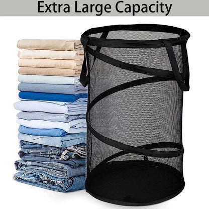 Mesh Popup Laundry Hamper Collapsible Laundry Basket Extra Large Capacity Foldable Clothing Storage Basket with Handles