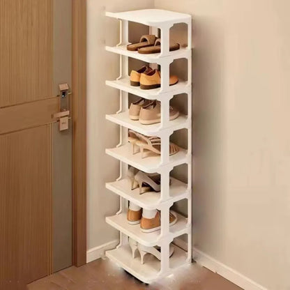Removable Vertical Shoe Rack 2-8 Layers Saving Space Layered Shoe Cabinets Anti-Drop Stackable Shoes Storage Organizer Doorway