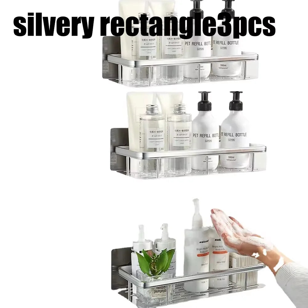 Wall Mounted Rectangular Rack Wall Mounted Shower Shampoo Rack No Drill Rack Tripod Bathroom Rack Towel Rack