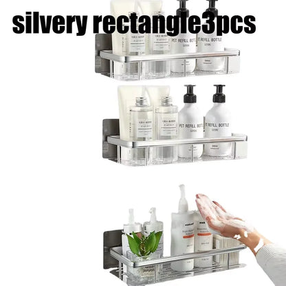 Wall Mounted Rectangular Rack Wall Mounted Shower Shampoo Rack No Drill Rack Tripod Bathroom Rack Towel Rack