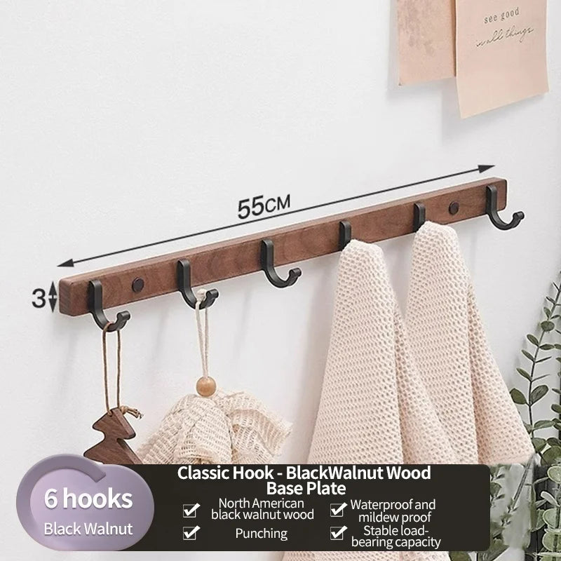 Wood Hooks Strong Hook Wall Hanger Sticker Hanging Coat Rack Clothes Hanger Shower Robe Hook Kitchen Bathroom Towel Hooks