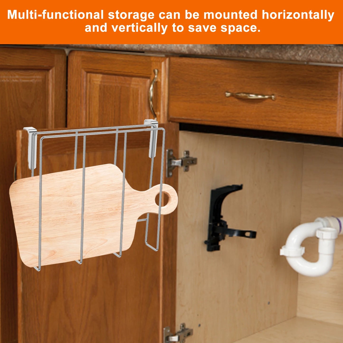 Under Cabinet Cutting Board Organizer Holder Kitchen Hanging Chopping Board Pot Lid Kitchenware Storage Rack Stainless Steel