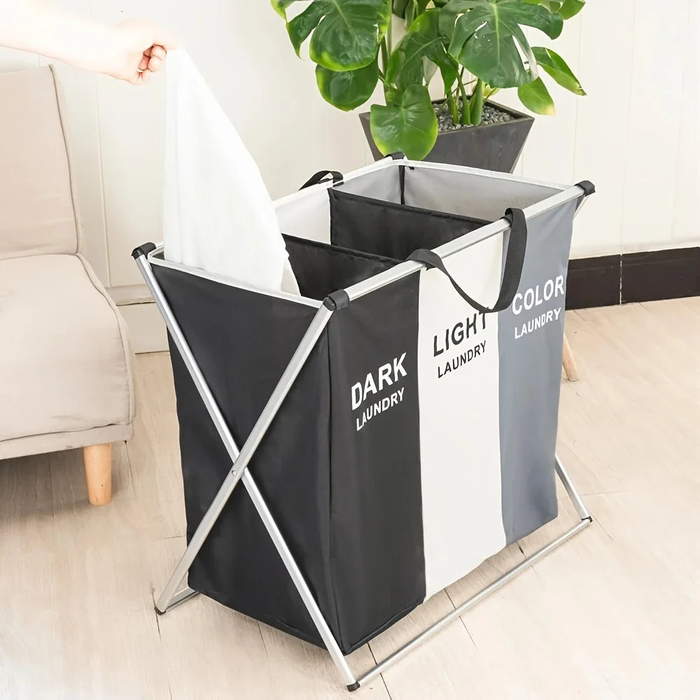 Large Capacity Foldable Sorting Laundry Basket, Folding Storage Basket, Suitable for Bedroom, Laundry Room, Bathroom, School, Ho