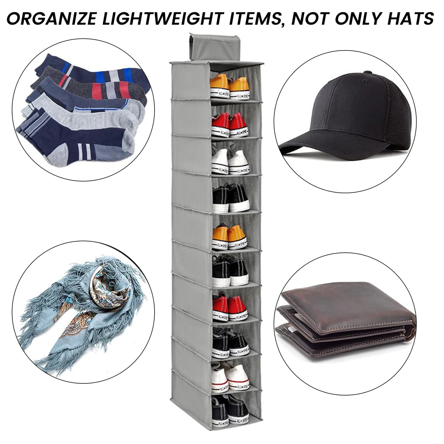 Hanging Shoe Organizer Non-Woven Shoe Storage Shelf 10-Layer Foldable Hanging Shoe Rack Space Saving for Home Bedroom Closet