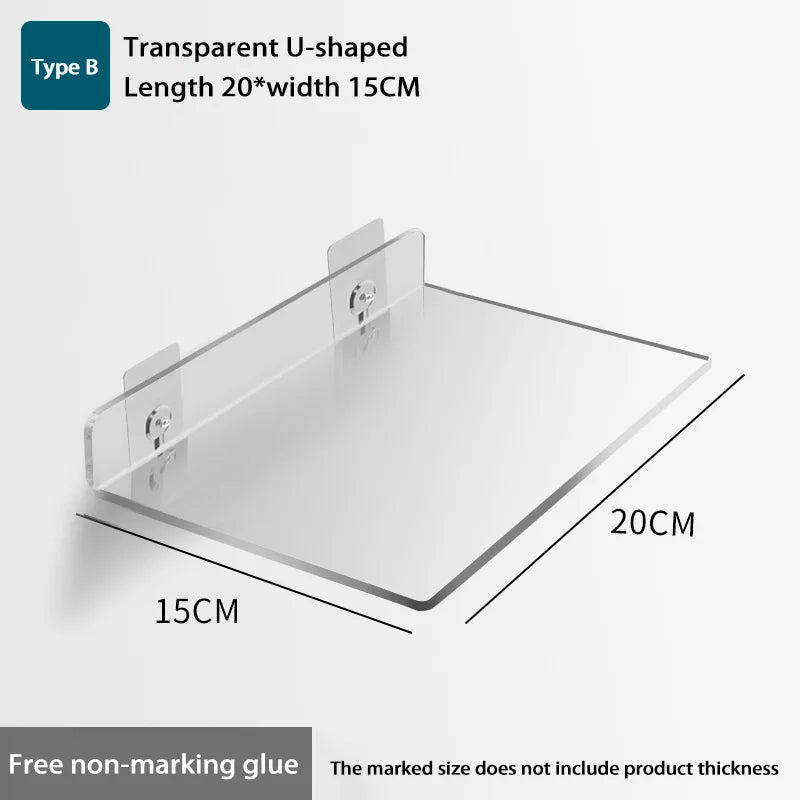 Self Adhesive Storage Shelf Wall-Mounted Storage Rack Removable Bathroom Shower Organizer Kitchen Wardrobe Bathroom Accessories