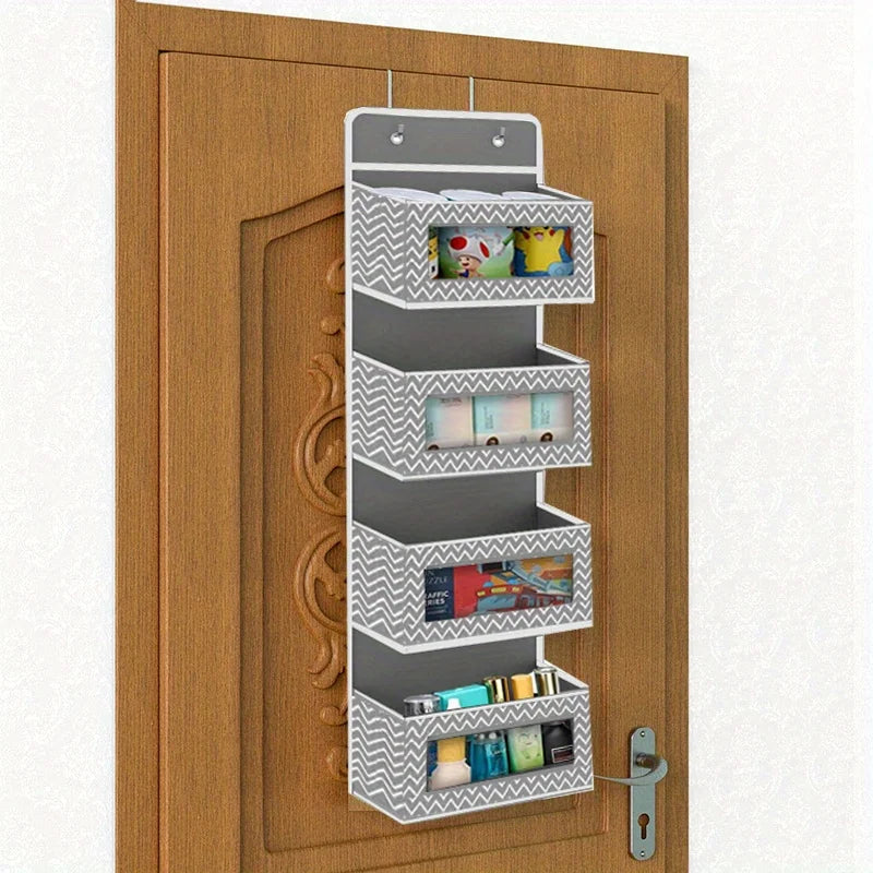 1Pc 4-Tier Door Hanging Organizer Mounted Storage Rack, Large Capacity over Door Hanging Storage Box for Storing Cosmetics, Toys