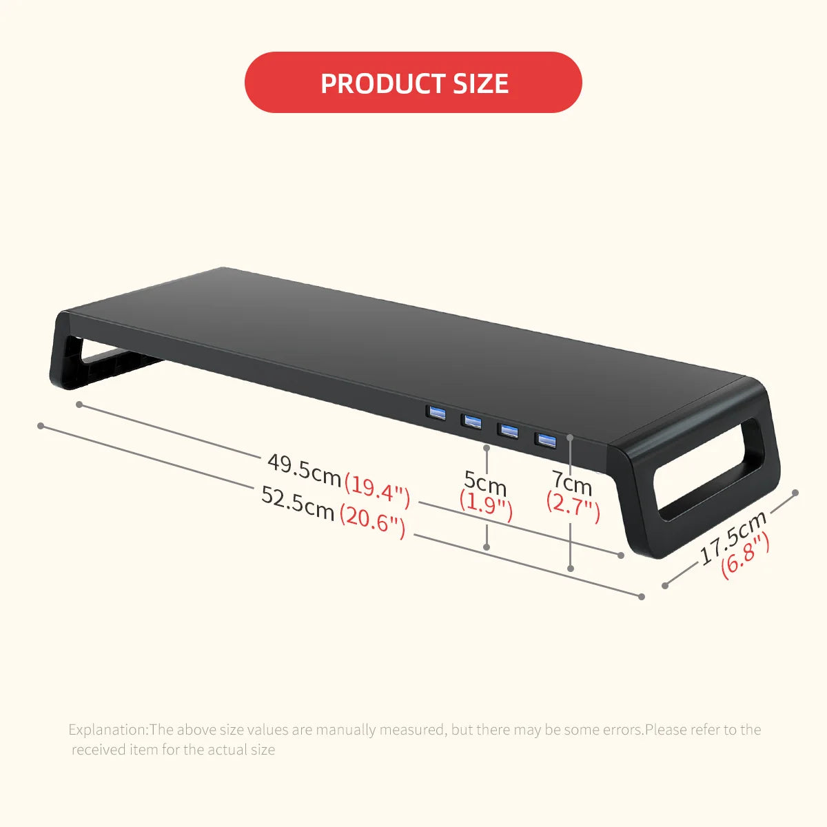 Monitor Stand Desk Monitor Stand Riser with USB 3.0 Hub Lightweight Sturdy Aluminium ABS Material Monitor Desk Shelf