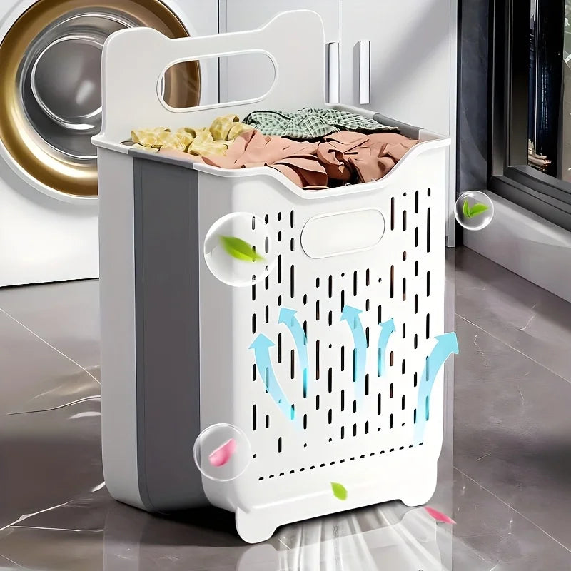 Laundry Basket Hamper,Hanging Wall Collapsible Laundry with Handle,Space-Saving Foldable Storage Dirty Washer Organizer Bin