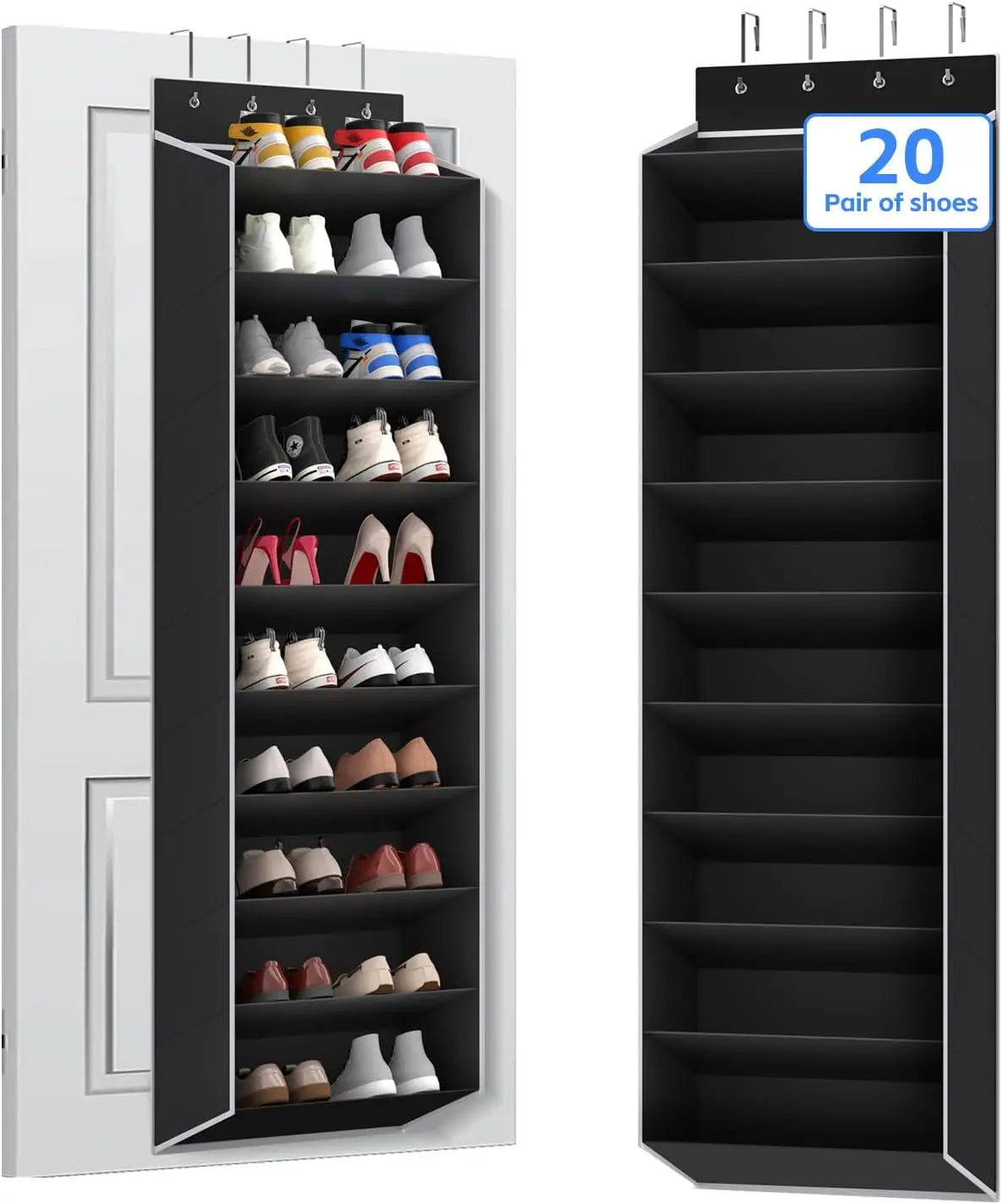 10 Tiers Large over the Door Shoe Organizer Hanging Shoe Rack with Deep Pockets for Storage Door Storage Solution