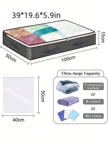 Under Bed Storage Container Organizer Large Capacity under Bed Clothes Storage Box Foldable Storage Bag with Clear Window