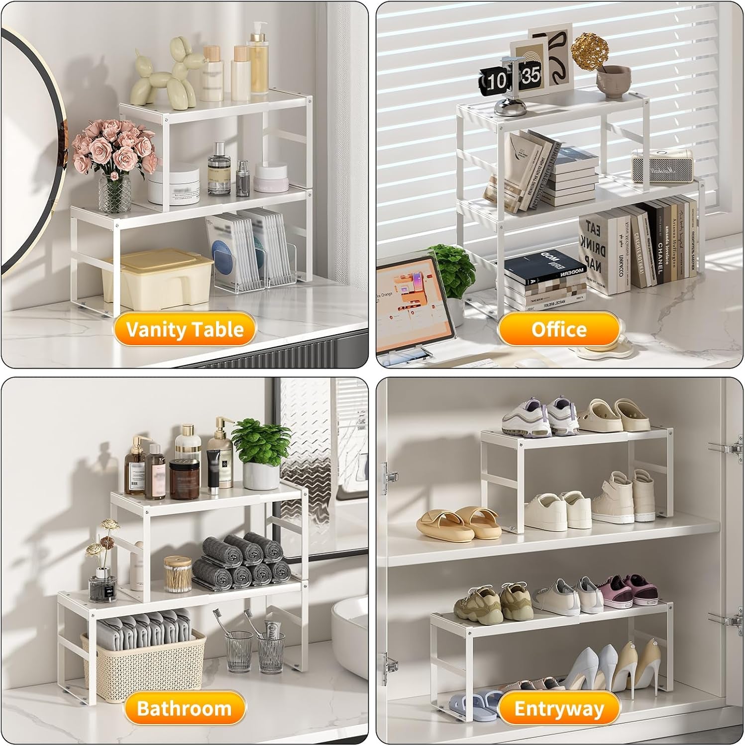 Expandable Kitchen Organizer Shelf, Cabinet Countertop Shelves