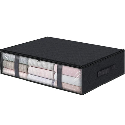 3 Pack under Bed Storage Container Organizer Large Capacity under Bed Clothes Storage Box Foldable Storage Bag with Clear Window